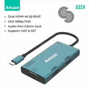 Amaze A324 Type C to Dual HDMI + VGA + Audio Hub