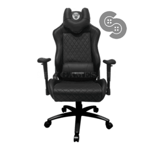 Fantech Alpha GC-184 Gaming Chair front view in black PU leather with head and lumbar pillows