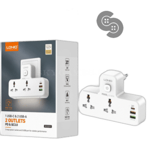 LDNIO 20W 2 AC Outlet Extension Socket with Night Lamp - SC2311 - front view