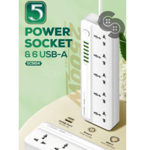LDNIO 17W 5 AC Outlet Universal Power Strip - SC5614C - top view