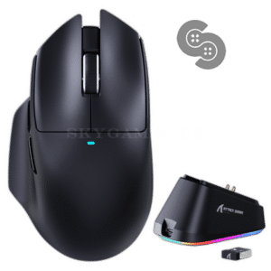 Attack Shark V6 Wireless Gaming Mouse with RGB Charging Dock - Black