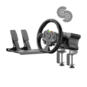 MOZA R5 Bundle - wheel base, ES steering wheel, SR-P Lite pedals and desk clamp