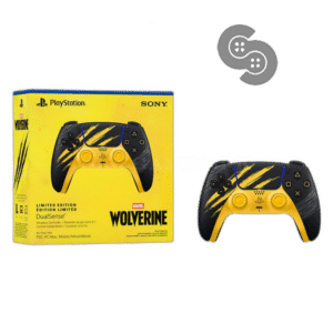 PS5 Controller Marvel's Wolverine Battle Yellow Limited Edition - retail box and controller