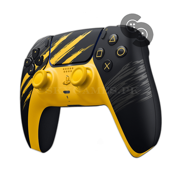 PS5 Controller Marvel's Wolverine Battle Yellow Limited Edition - angled three quarter view