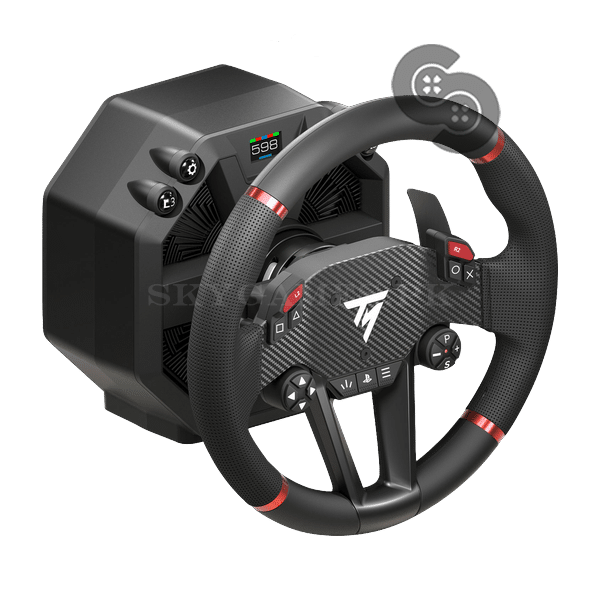 Thrustmaster T598 base with Sportcar rim - three-quarter view