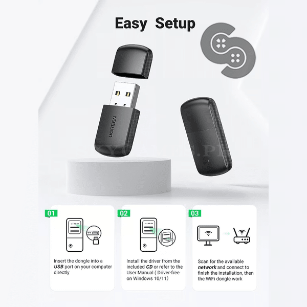 UGREEN AC650 Dual Band USB WiFi Adapter - UGREEN 20204 product view 3