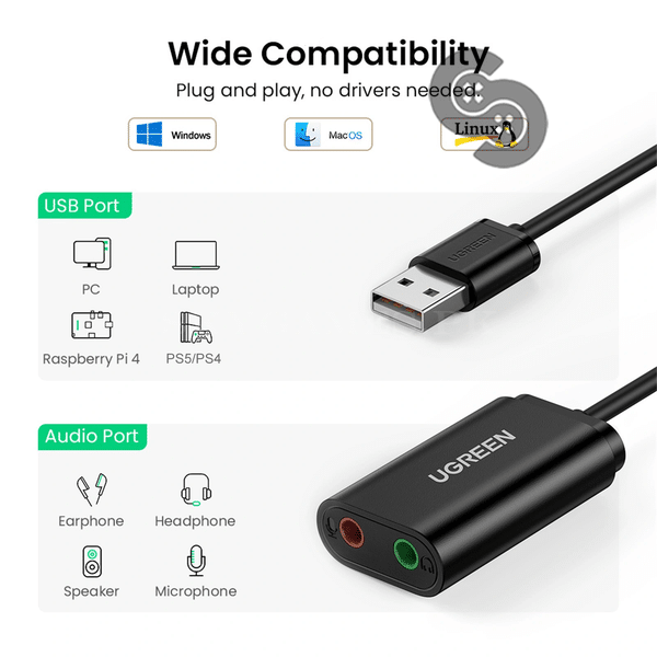 UGREEN USB External Sound Card - UGREEN 30724 product view 4