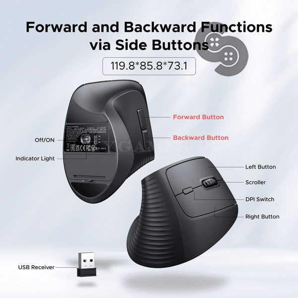 UGREEN Vertical Ergonomic Mouse - UGREEN 65042 product view 2