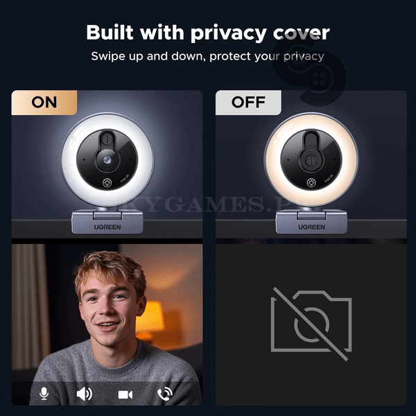 UGREEN 2K Webcam with Ring Light - UGREEN 65857 product view 4