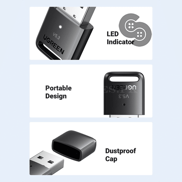 UGREEN Bluetooth 5.3 USB Adapter for Windows PC - UGREEN 90225 product view 3