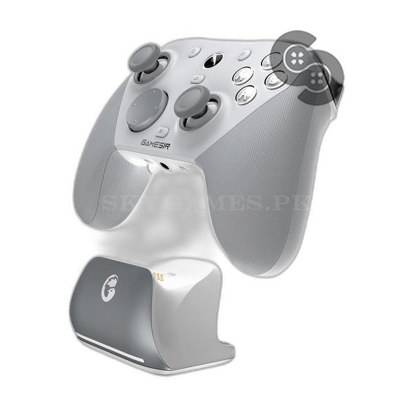 GameSir G7 Pro Tri-Mode Controller Xbox/PC/Mobile - Mech White on the charging station