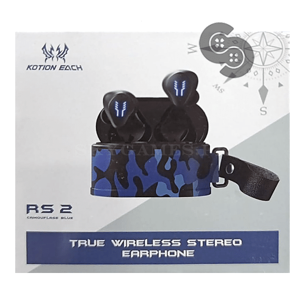 Kotion Each RS2 True Wireless Earbuds - Camouflage Blue retail box