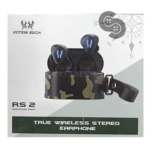 Kotion Each RS2 True Wireless Earbuds - Camouflage Green retail box